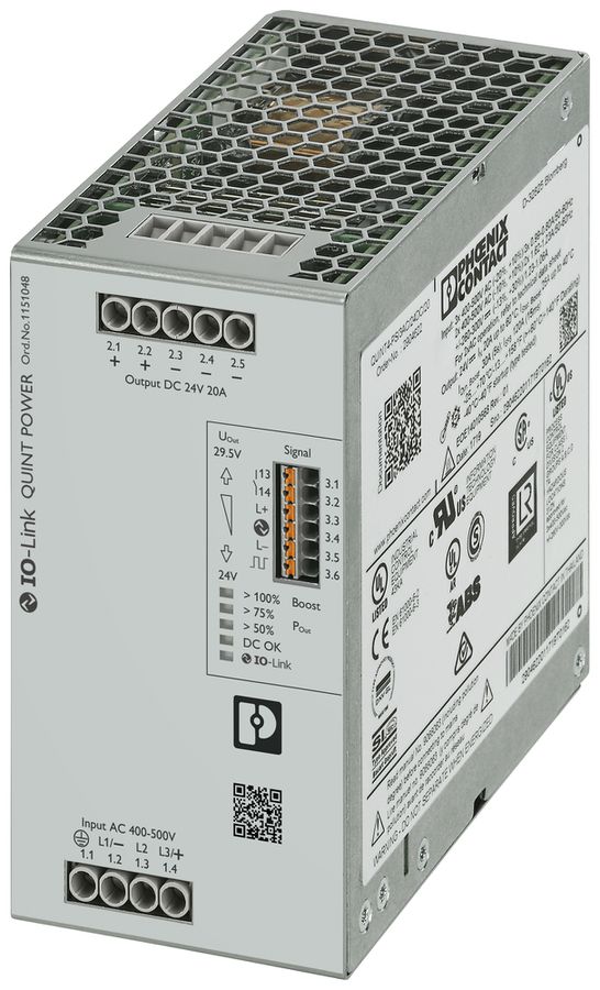 Schaltnetzteil PX QUINT4-PS/3AC/24DC/20/IOL 3L OUT:24VDC/20A