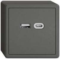 Prise de charge USB AP EDIZIO.liv SNAPFIX® 230VAC 18W 1×USB A 1×USB C grf