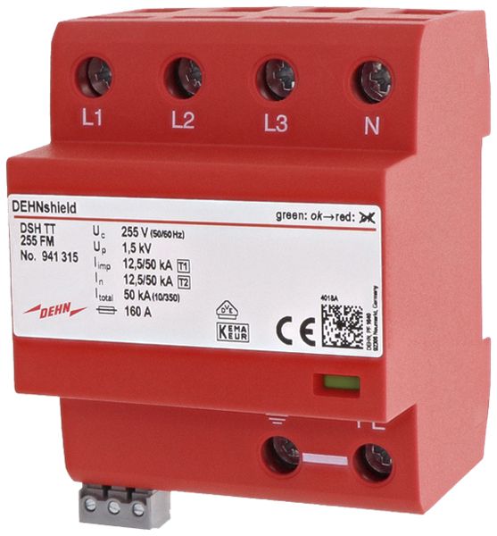 Kombiableiter DEHN/elvatec SE DSH TT 255 FM, TN-S, TT, 230V 50kA