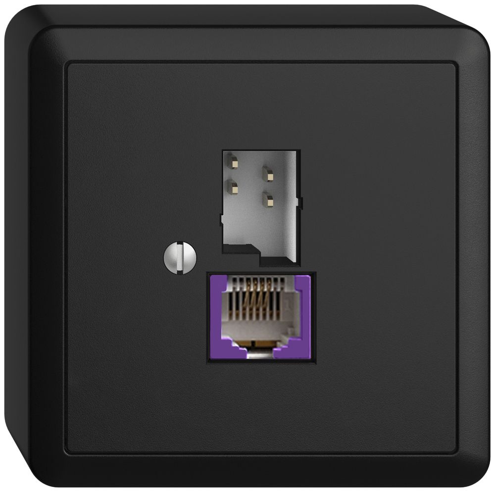 AP-Dose T+T 6P/1×RJ45 DSL-Breitband EDIZIOdue schwarz