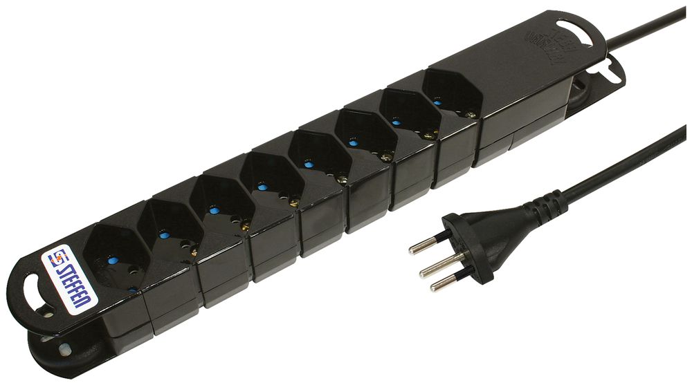 Steckdosenleiste STEBA VARIABL 8×T13 mit Reset-Knopf 3m schwarz