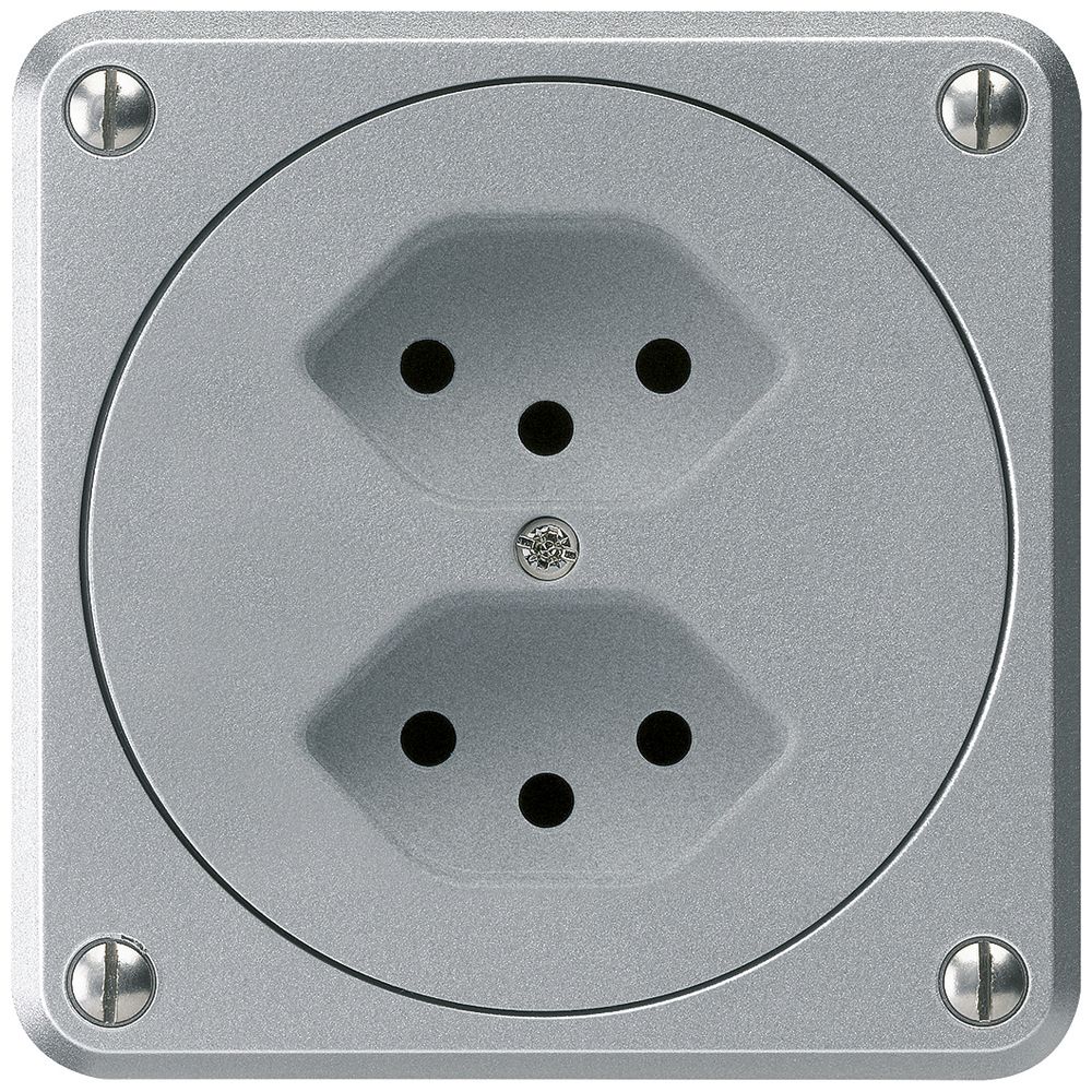 Presa INC robusto 2×tipo 13 alluminio senza copercchio per combinazione