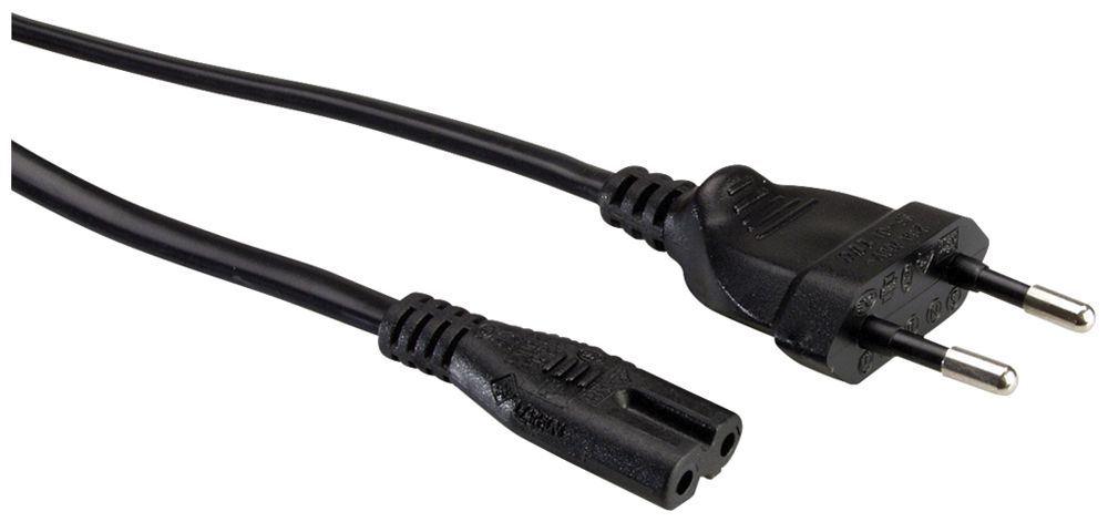 Apparatekabel VALUE T26 → C7 2×0.75mm² 250VAC/2.5A schwarz 1.8m