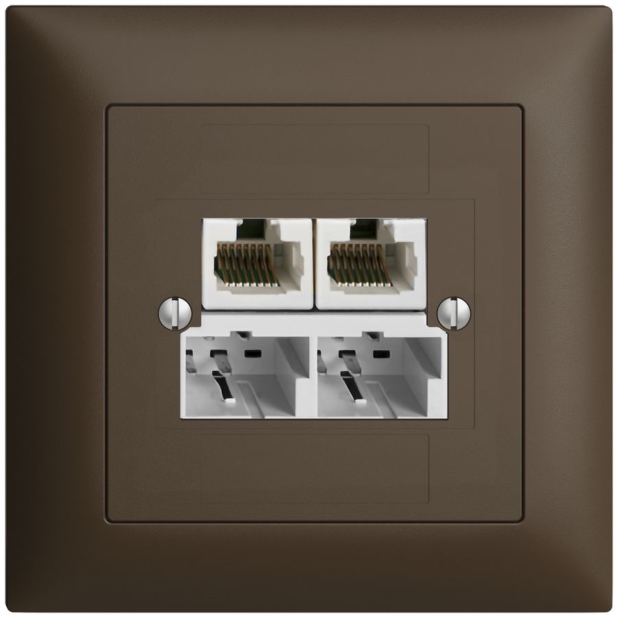 Boîte ENC SOHO 2×TT/2×RJ45/u sép.ITplus EDIZIOdue coffee