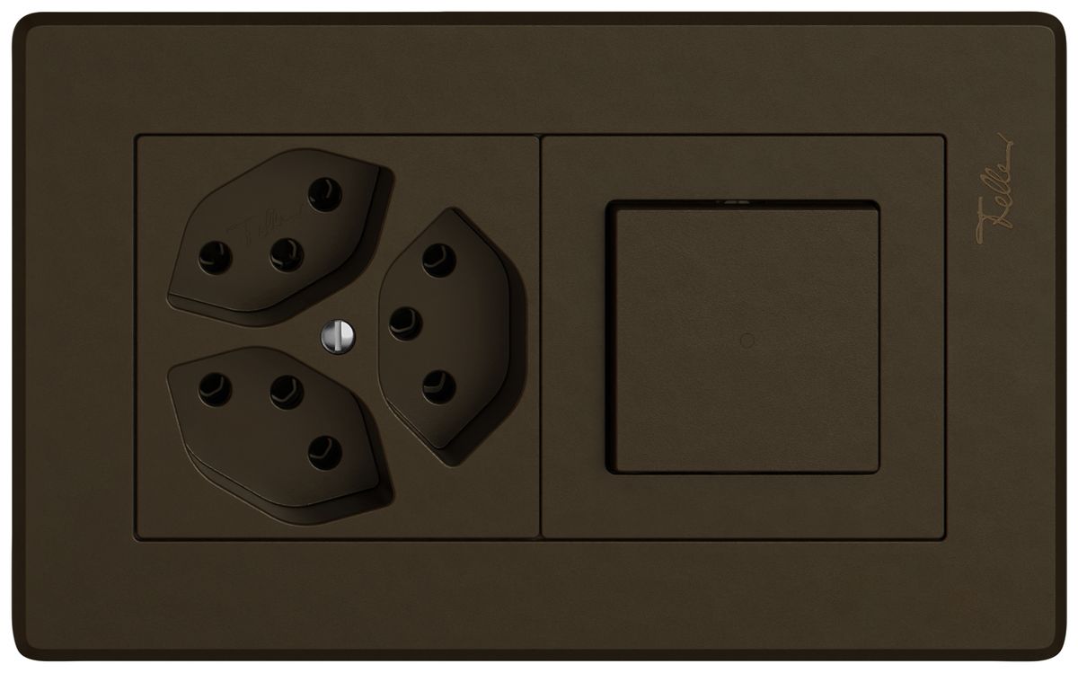 Combinazione INC EDIZIO.liv SNAPFIX® 1×2 96×156mm 3×T13+schema 3/1L marrone