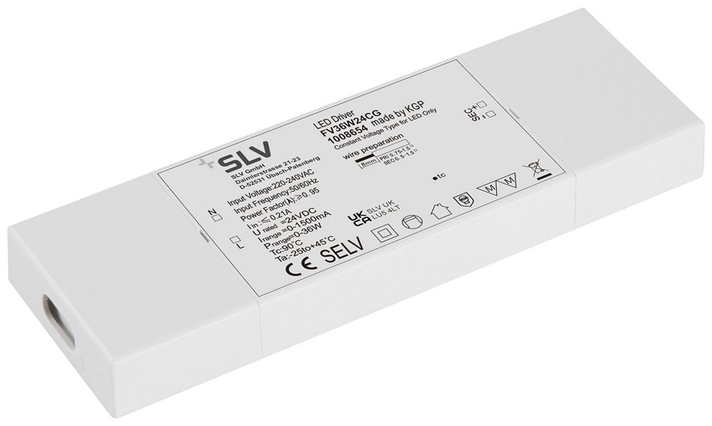 Alimentation LED SLV 36W 24V 1500mA ON/OFF 170×57×18mm