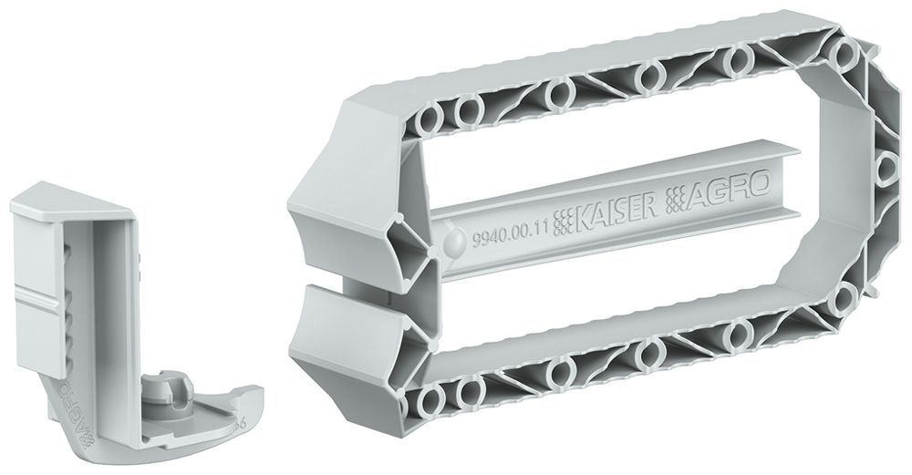 Kit de montage AGRO Prefix® 137×59×16mm, gris clair, 2 ailettes, 2 adaptateurs