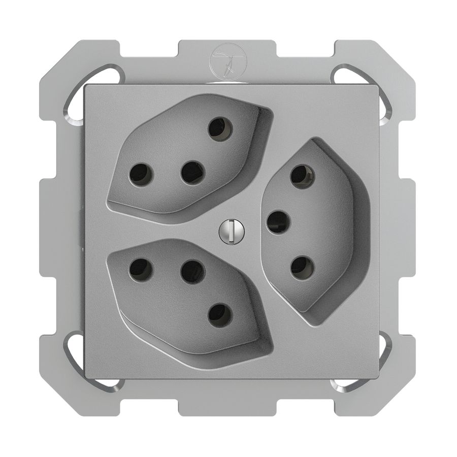 Prise ENC EDIZIOdue 3×T13 silver avec shutter