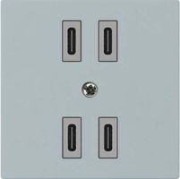 USB-Ladesteckdose Hager kallysto 2×C-C 2×20W oder 4×10W 5V 60×60mm grau