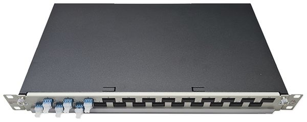 Breakoutbox 19" Dätwyler OV-SO 6×LCD/PC bleu OS2 décalé 1UH gris