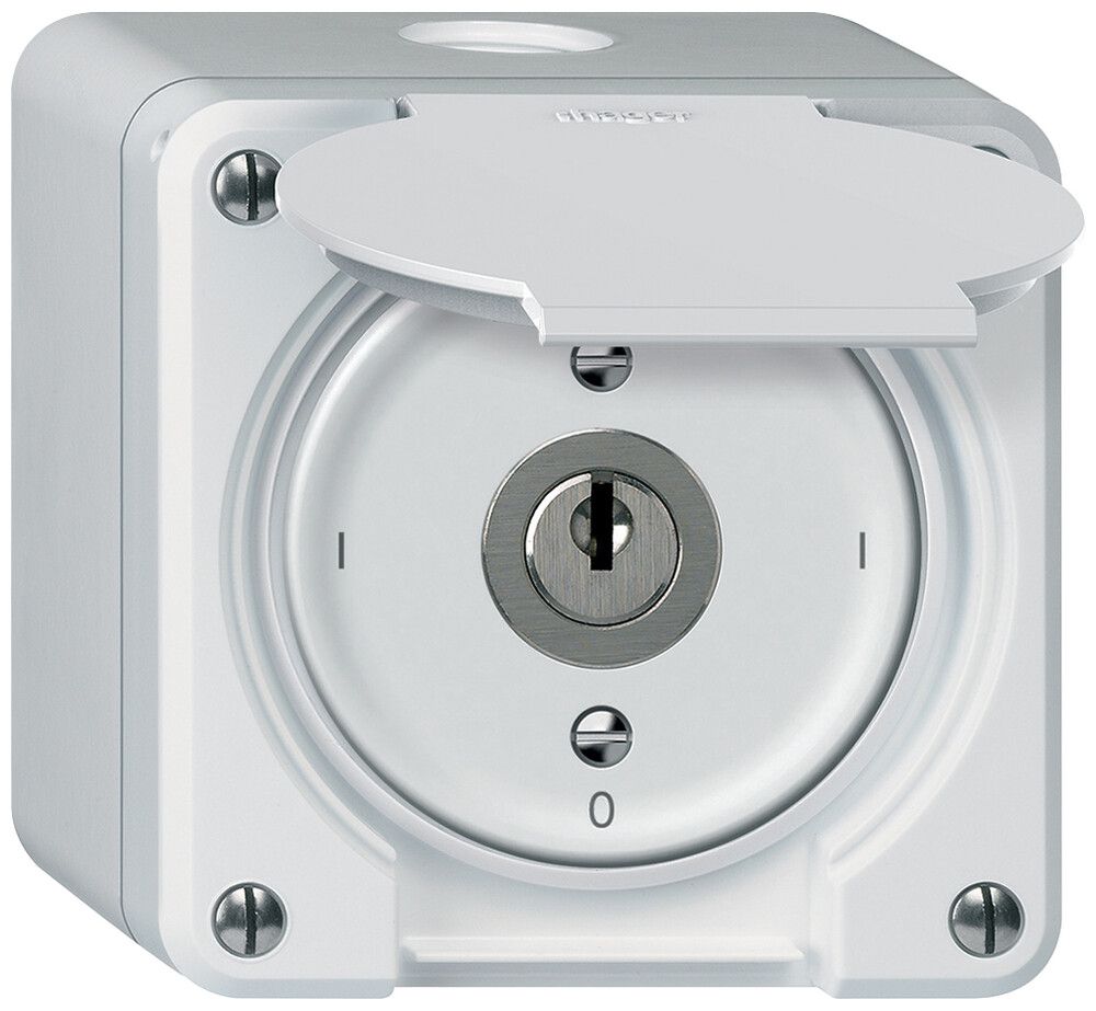 Interrupteur à clé AP robusto interrupteur 2×1 pôle 16A 250V 86×86mm blanc