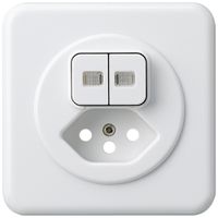 UP-Frontset basico 86×86mm weiss mit 2 Linsen und Kinderschutz S1/Typ 13