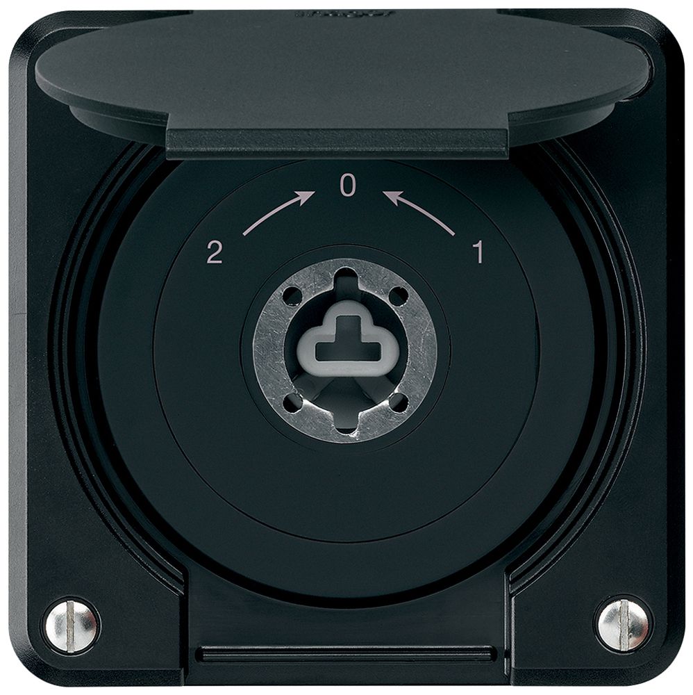 Contact pivotant à clé ENC robusto IP55 noir avec clapet sans cylindre invers.