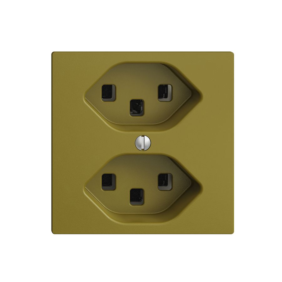 Steckdose EDIZIOdue 2×T23 olive 16A, mit Steckklemmen