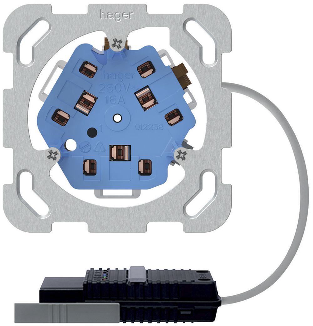 EB-Steckdose 3×Typ 13/23 Hager, L1, Rundkabel-Adapter