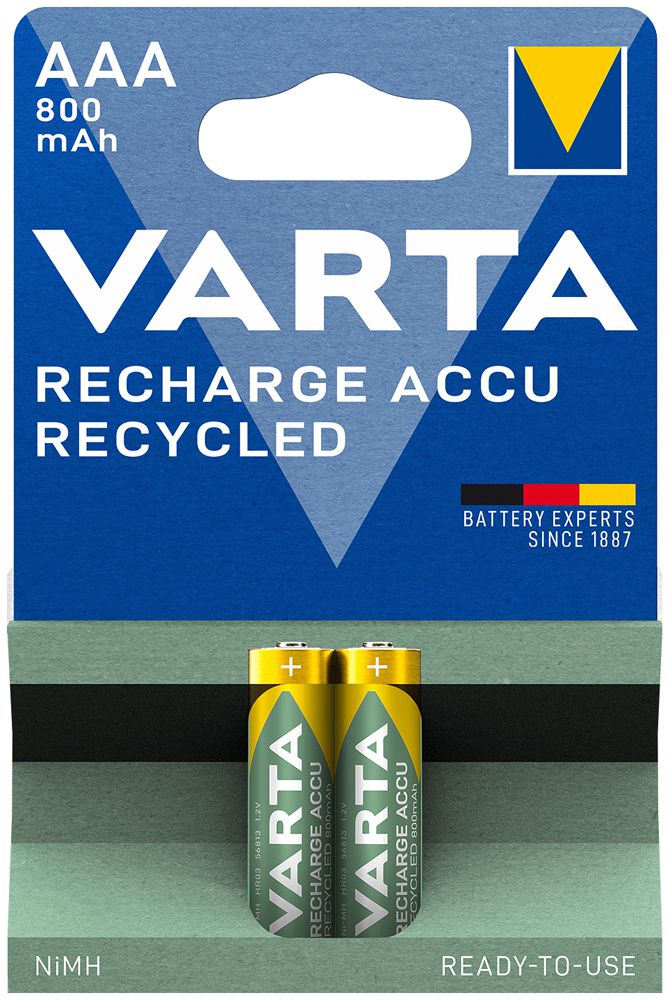 Accu VARTA HR03/AAA riciclato 0.8Ah, bilster a 2 pezzi