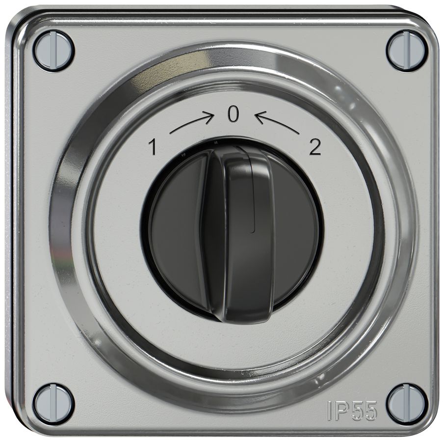 UP-Schwenktaster ELEMENT SNAPFIX® 1P 2S 16A 400V 1<-0->2 87×87×56mm aluminium