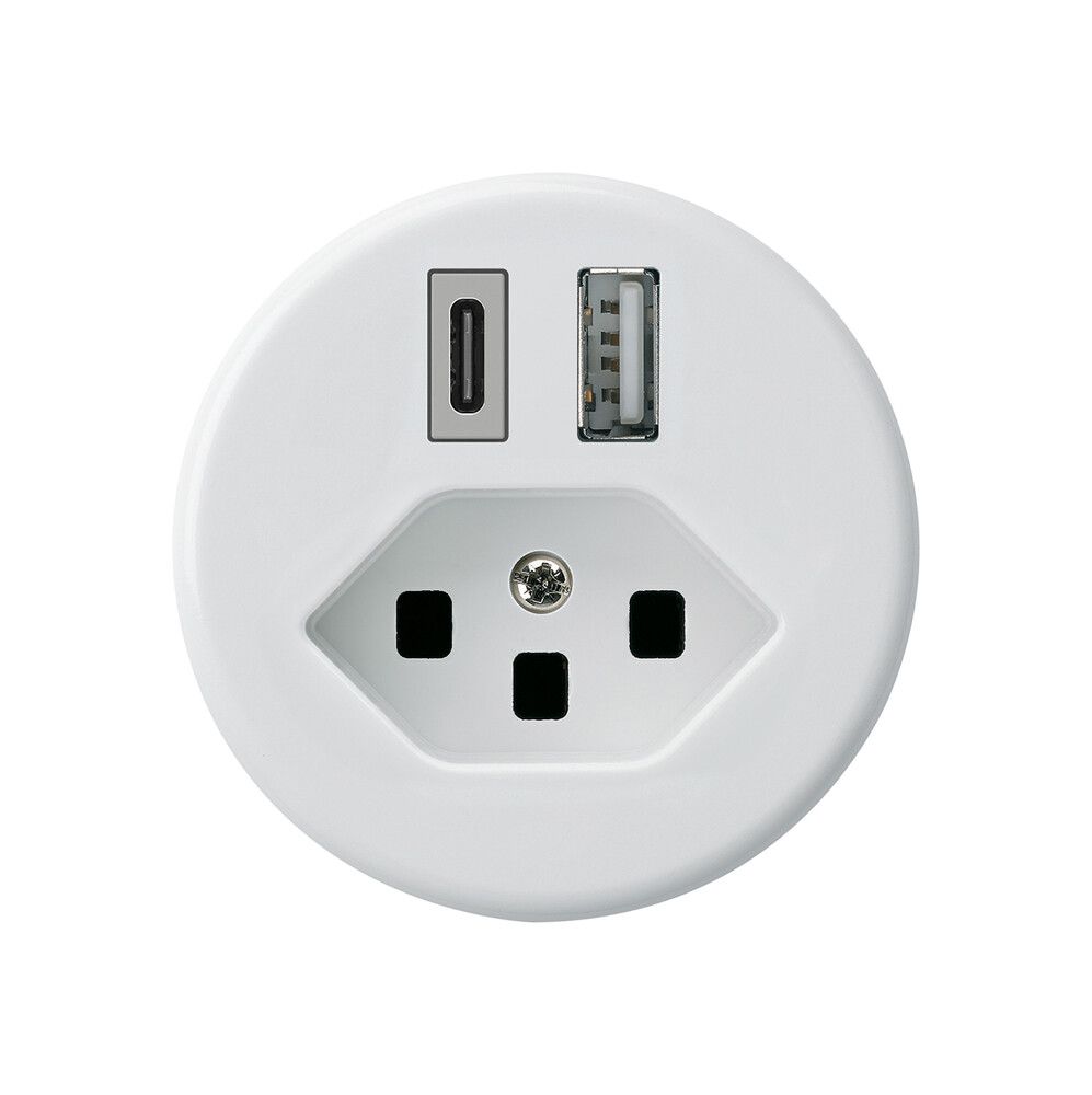 USB-Ladesteckdose basico 18W PD 1×Typ A 1×Typ C Typ 23 weiss