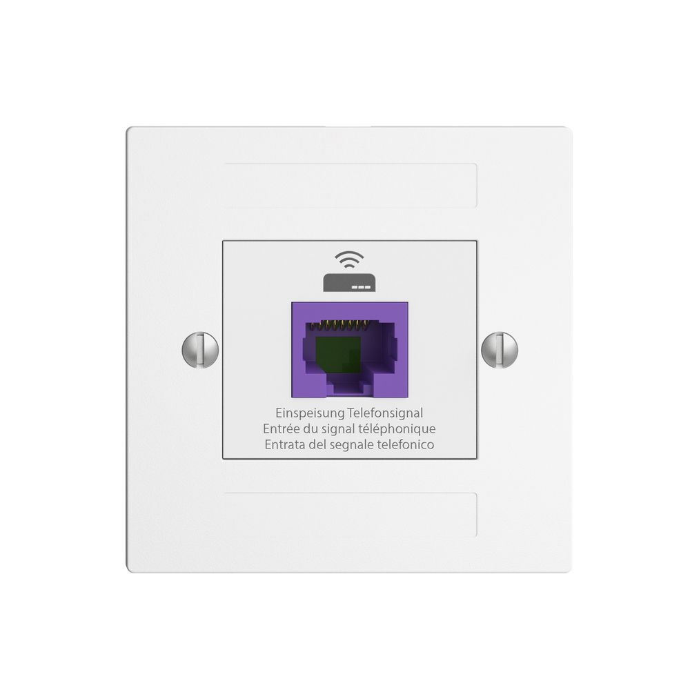 Prise de retour EDIZIOdue F 1×RJ45 p.Swisscom VoIP, 8 pôles, UTP, blanc