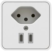 AP-Steckdose MH BUILD 1×T13 2×USB-C 10A 230V 65×65×65mm IP20 ws