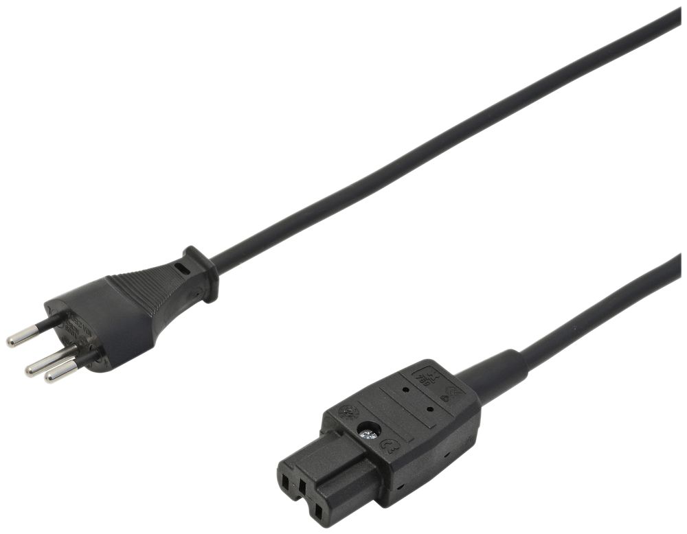 Apparatekabel Td 3×1mm² 2m schwarz Stecker T12/S-Hot