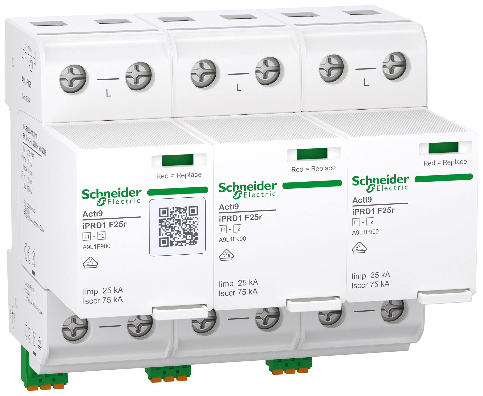 Kombiableiter Acti9 iPRD F25r Typ 1+2 3P 25kA 240V TN-C 6TE