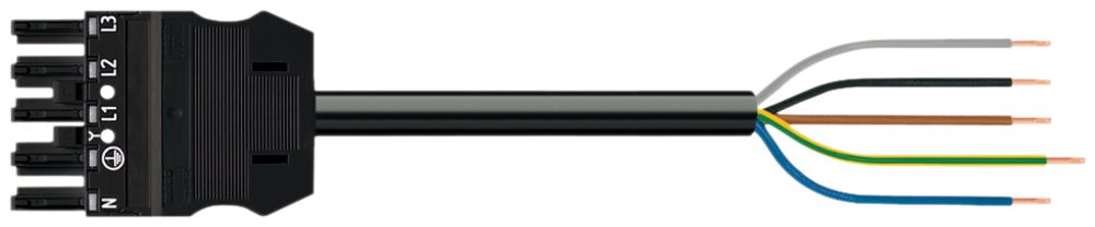 Câble de raccordement WINSTA MIDI 5×2.5mm² 20A 400V 8m cod.A prise/libre noir