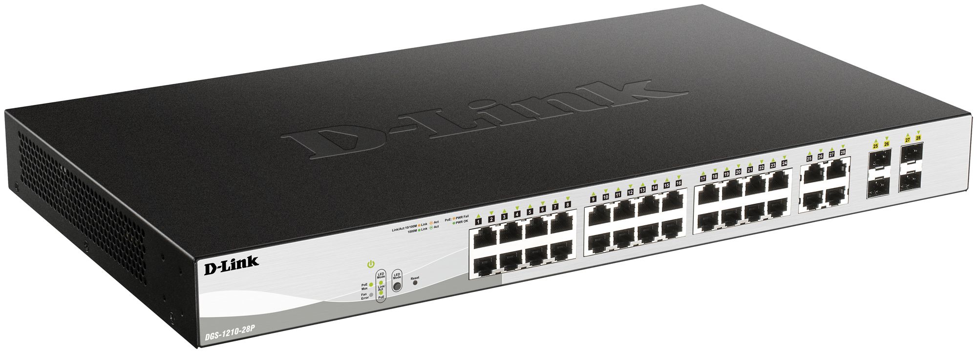 Switch D-Link DGS-1210-28P/E, 28-port smart managed Layer2/3 Gigabit PoE+