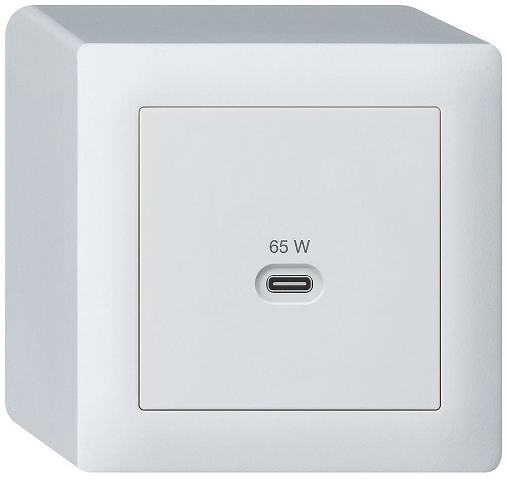 Prise de charge USB AP Hager kallysto type C 65W 3250mA blanc