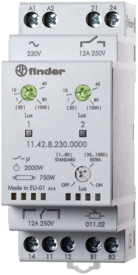 Interruttore crepuscolare Finder 11.42 1C+1Ch 16A 230VAC