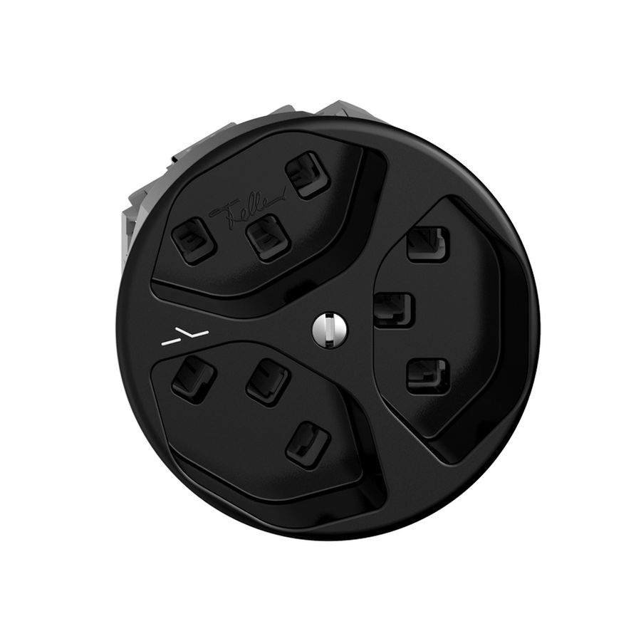 Steckdose 3×T23 Feller STANDARDdue Q, 1×getrennt, Steckklemmen, schwarz