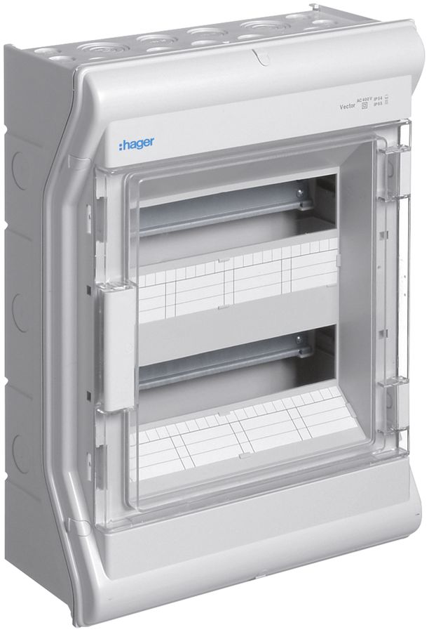 Coffret de distribution AP Hager vector 2 rangées 24UM IP54/IP65 310×427×151mm