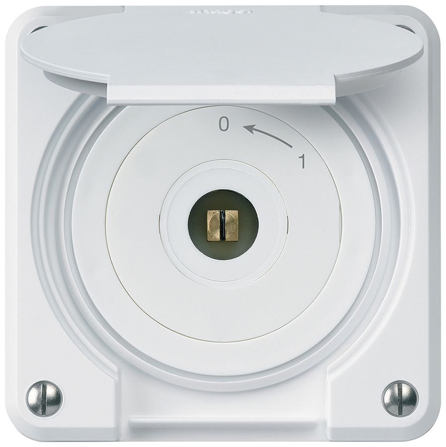 Contact pivotant à clé carrée ENC robusto IP55 blanc avec clapet 2P combi
