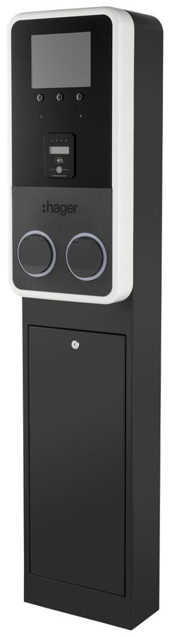 Ladestation Hager witty park 2 3Ph 22kW 2×22kW IP55 320×1480×210mm