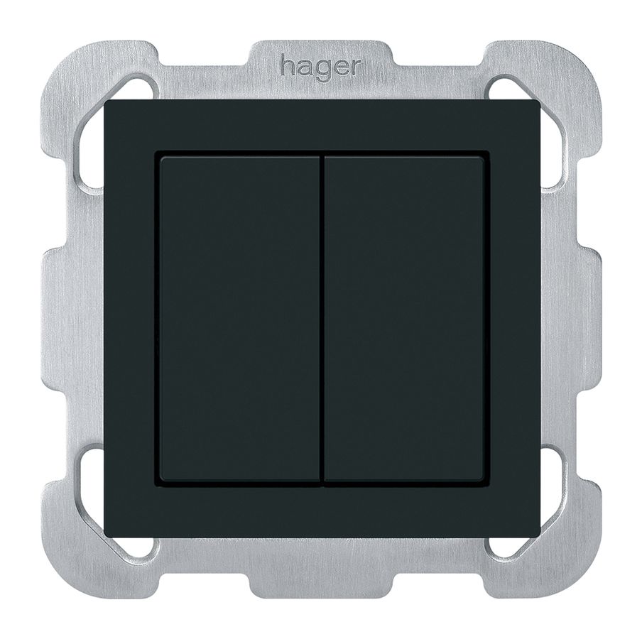 Poussoir KNX ENC Hager BA kallysto B double 77×77mm noir