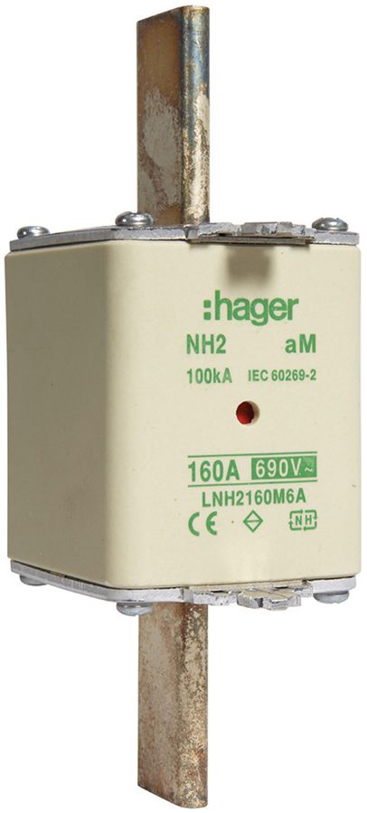 Fusible HPC Hager DIN2 690VAC 160A aM avertisseur double inoxydable