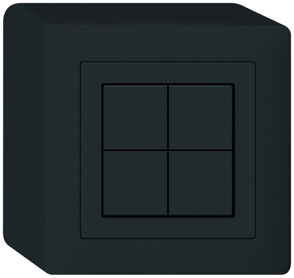 Poussoir KNX AP Hager BA kallysto Q quadruple 88×88mm noir