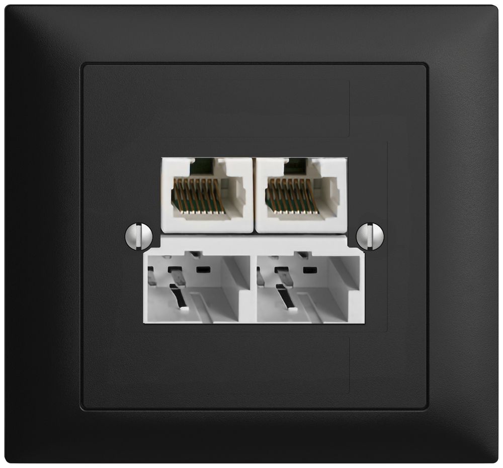 Prise INC SOHO 2×TT/2×RJ45/u sép.ITplus EDIZIOdue noir