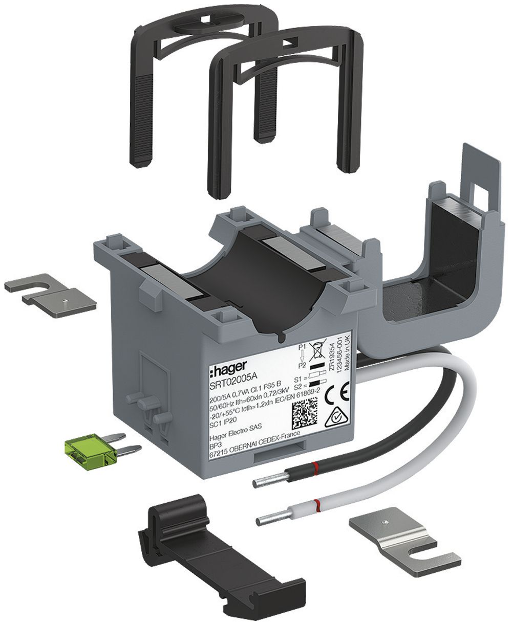 Transformateur de courant Hager SRT02005A SC1 200/5A 0.7VA classe 1