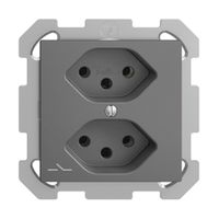 Prise ENC EDIZIOdue 2×T13 gris foncé, 1×S