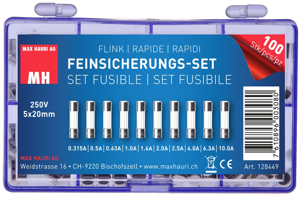 Assortiment de fusibles rapides MH 10 pcs.d. 0.315…10A