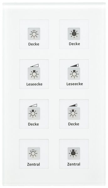 UP-Taster KNX MDT BE-GTT8W.01 8T/8B LED Temp.Glas weiss