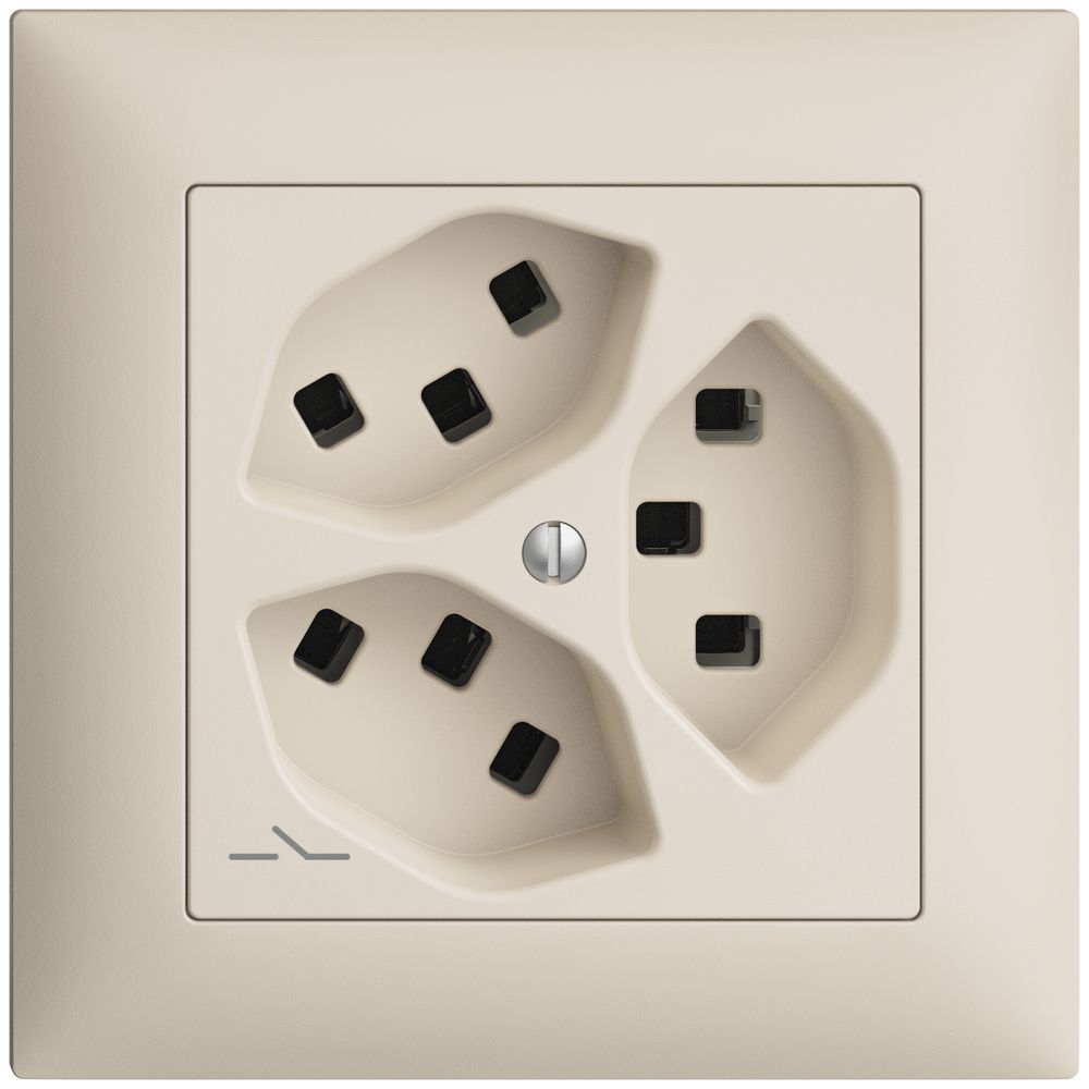 Prise ENC 3×T23 Feller EDIZIOdue FMI, 1×séparé, bornes enfichables, crema