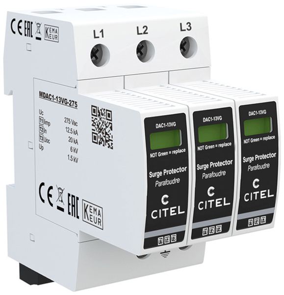 Blitzstromableiter  Citel DAC1-13VGS-30-275 Typ 1+2+3, 3-polig