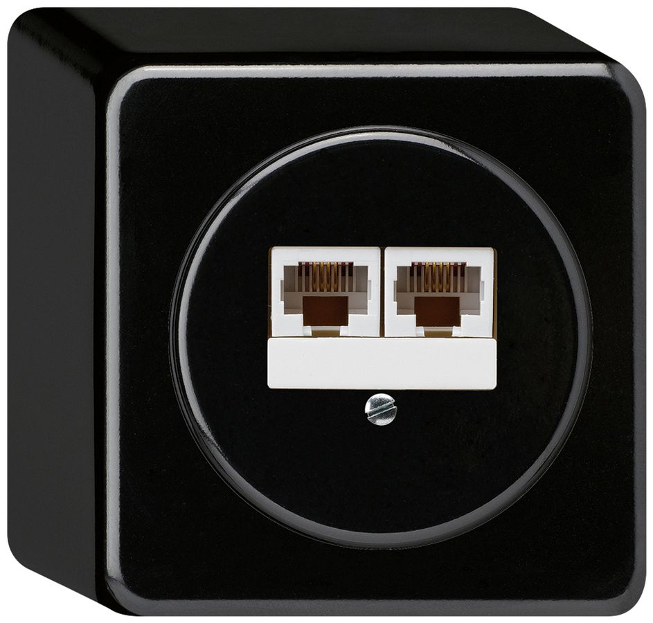 AP-Anschlussdose basico 2×RJ45u getrennt schwarz