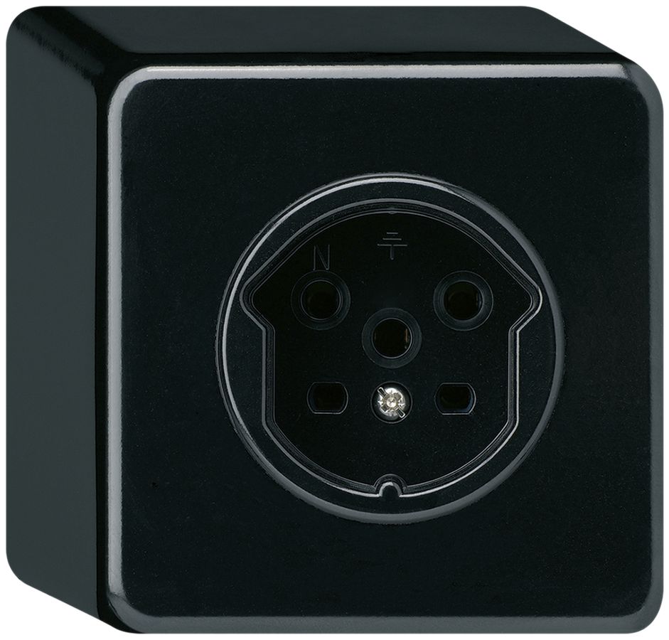 AP-Steckdose HA basico Typ 15 mit Steckklemmen schwarz