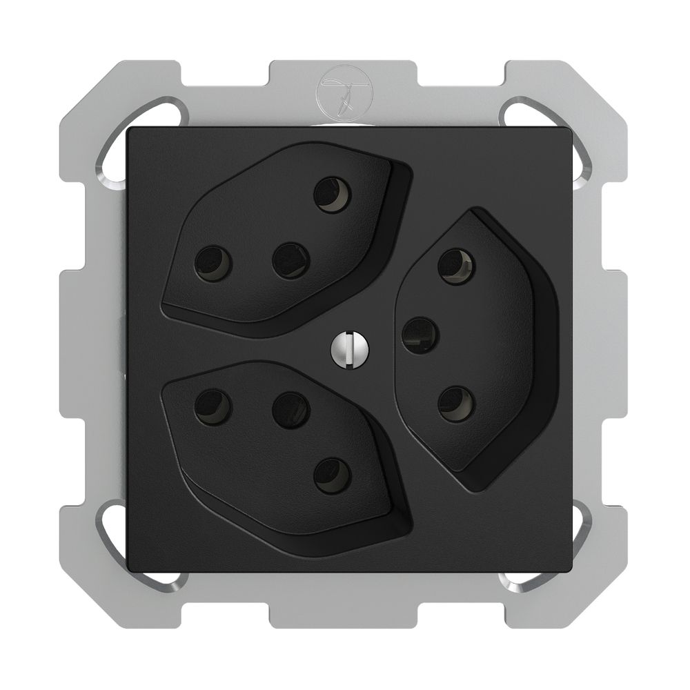 Prise ENC EDIZIOdue 3×T13 noir 3×S, avec shutter