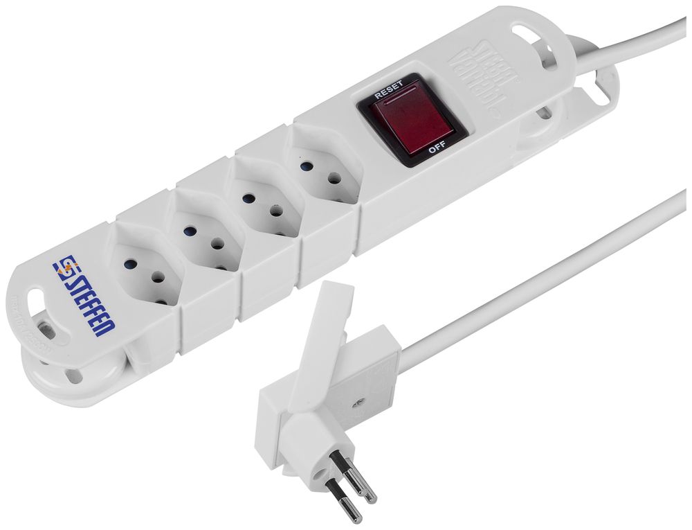 Prise multiple STEBA VARIABL 4×T13 avec câble 3m T12 plat, 10A 230V IP20 blanc