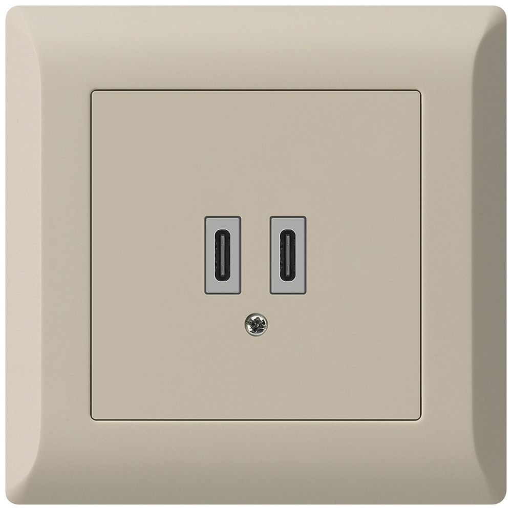 Prise de charge USB ENC Hager kallysto.line C-C 20W 5V 92×92mm beige