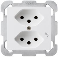 Presa INC kallysto 2×T13/1 bianco protezione bambini piastra di fissaggio